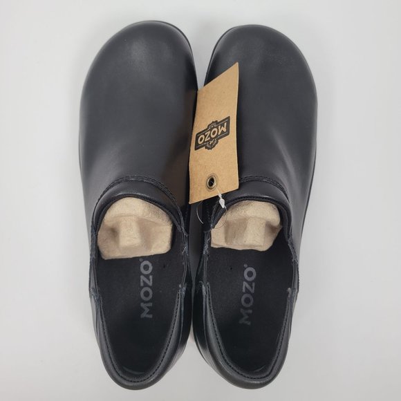 Mozo Spider Oil Slip Resistant Traction Men\'s Black Leather Clog US Size 10 NWT main image 5